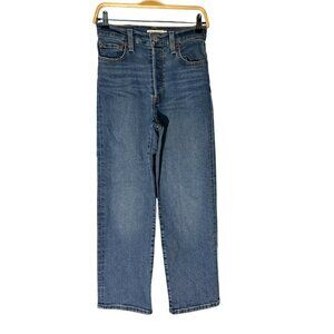 Levi's Ribcage Straight Ankle Jeans Button Fly Medium Wash Size 26
